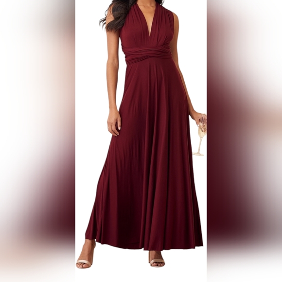 Tricks of the Trade Burgundy Convertible Maxi Dress - Picture 2 of 7